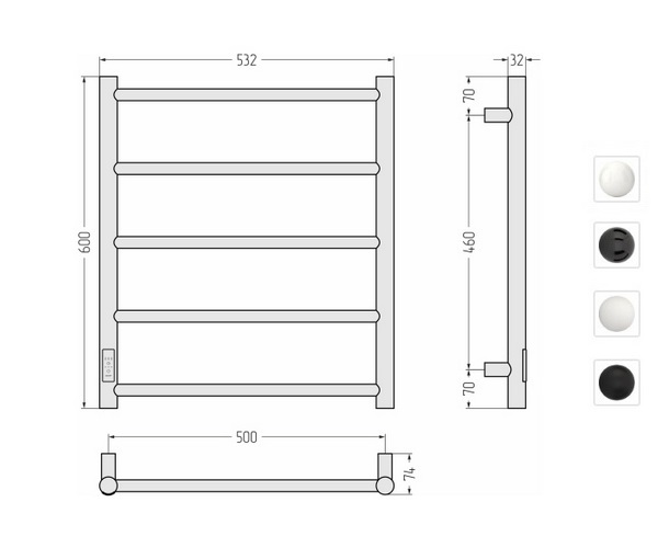 полотенцесушитель СТИЛЬЕ ФОРМАТ 27 500х600