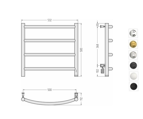 полотенцесушитель СУНЕРЖА ГАЛАНТ 4.0 500х500