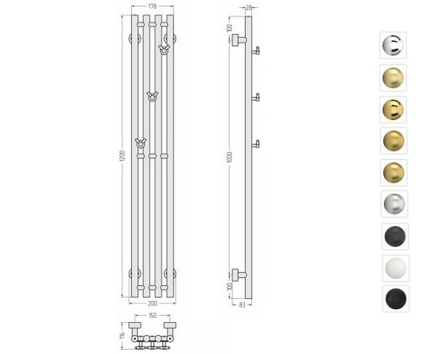 полотенцесушитель СУНЕРЖА КАНТАТА PRO 150х1200