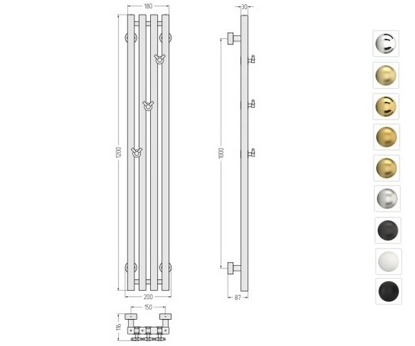 полотенцесушитель СУНЕРЖА САТЕРЛЕНД PRO 150х1200