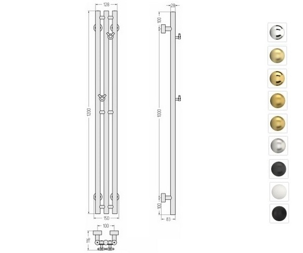 полотенцесушитель СУНЕРЖА ТЕРЦИЯ PRO 100х1200