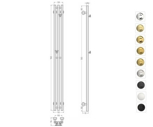 полотенцесушитель СУНЕРЖА ТЕРЦИЯ PRO 100х1500